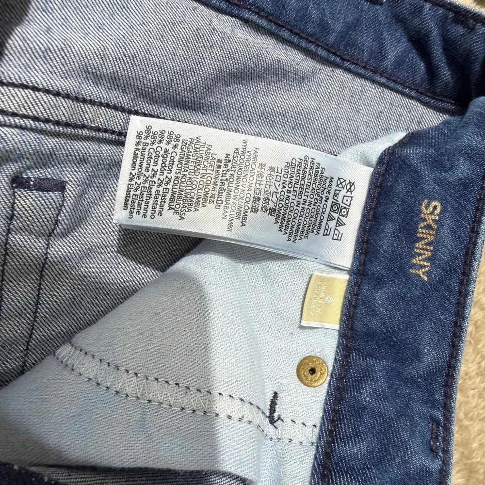 Michael Kors Skinny Jeans Womens 8 Blue Polka Dot High Rise Stretch Denim Casual